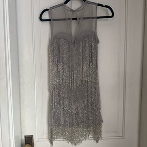 ASOS Elegant Silver Fringe Dress